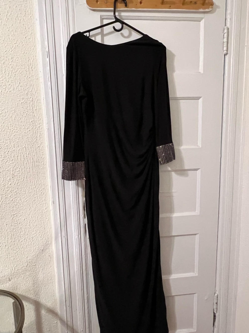 Stunning MSK Black Maxi Dress with Rhinestone Cuffs
